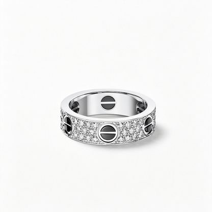 [NOBLE AURA] LOVE RING 5.5MM DIAMONDS PAVED CERAMIC
