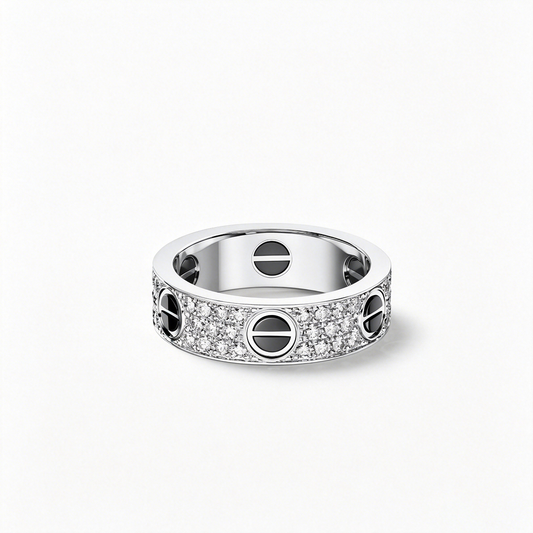 [NOBLE AURA] LOVE RING 5.5MM DIAMONDS PAVED CERAMIC
