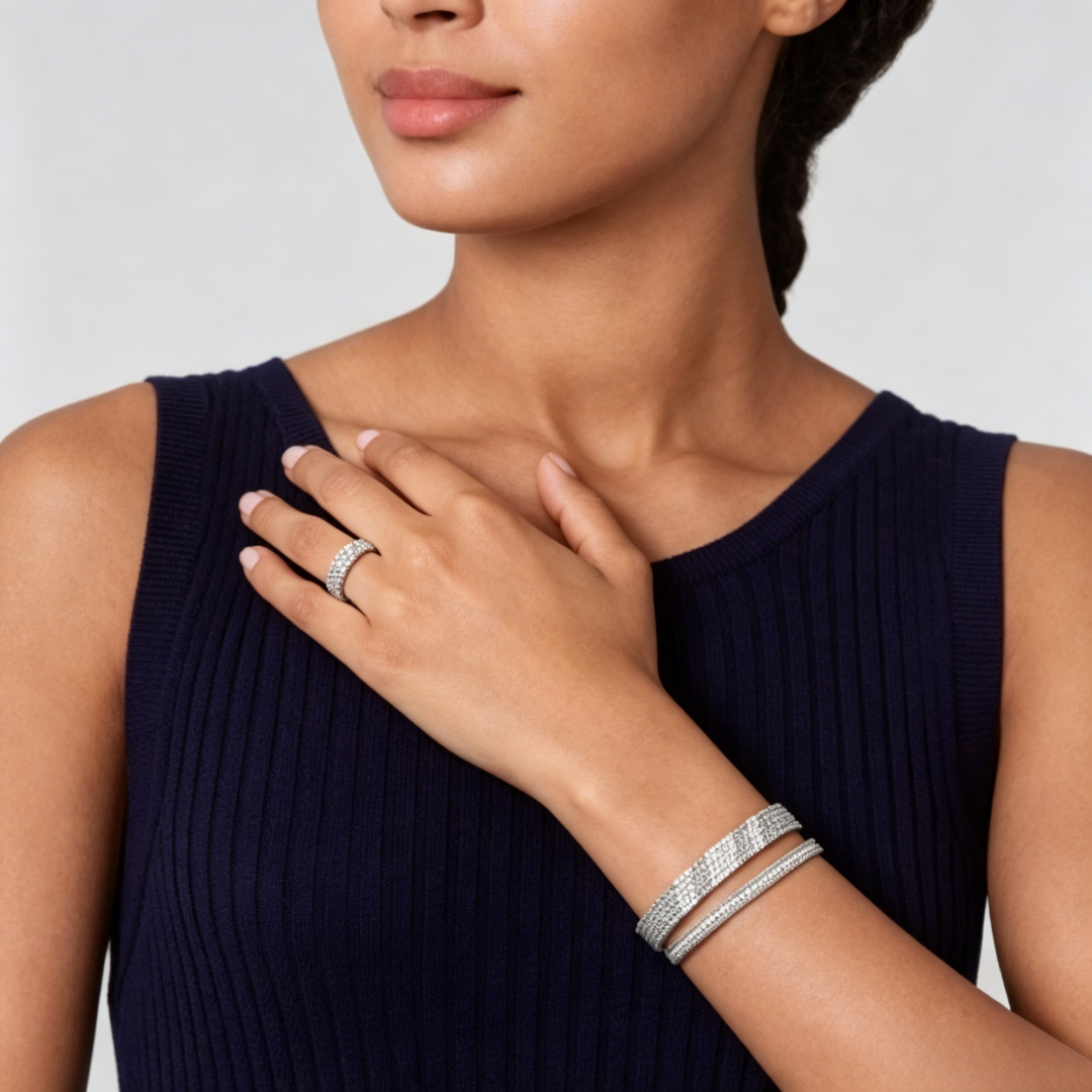 [NOBLE AURA] THREE-ROW DIAMOND RING