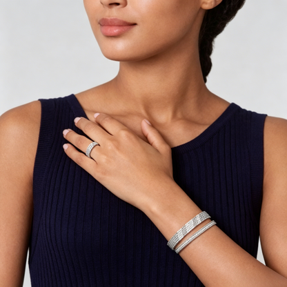 [NOBLE AURA] THREE-ROW DIAMOND RING