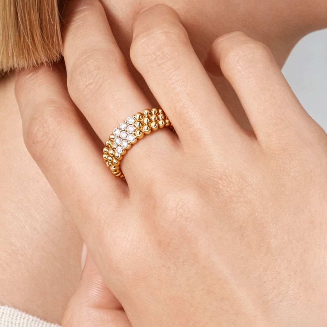 [NOBLE AURA] THREE-ROW DIAMOND RING