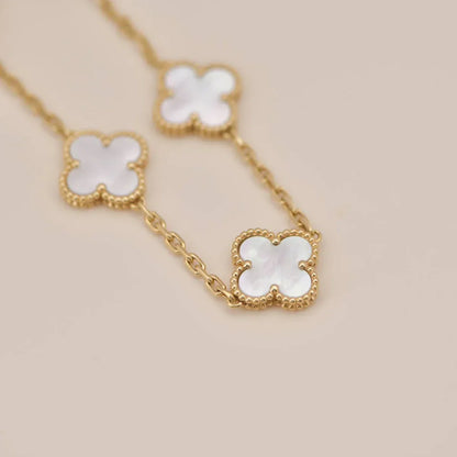 [NOBLE AURA]CLOVER WHITE PEARL MOP 5 MOTIF BRACELET COLLECTION