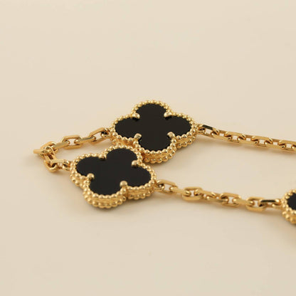 [NOBLE AURA]CLOVER  5 MOTIFS BLACK ONYX BRACELET