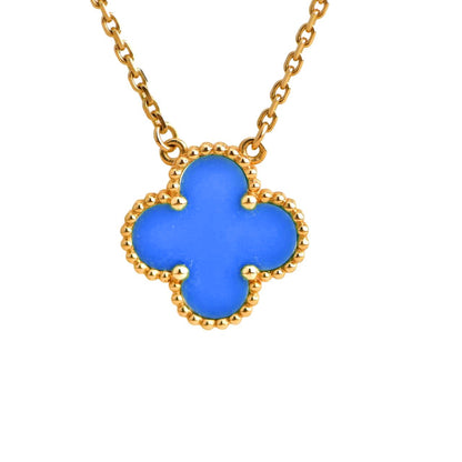 [NOBLE AURA]CLOVER 15MM BLUE AGATE NECKLACE