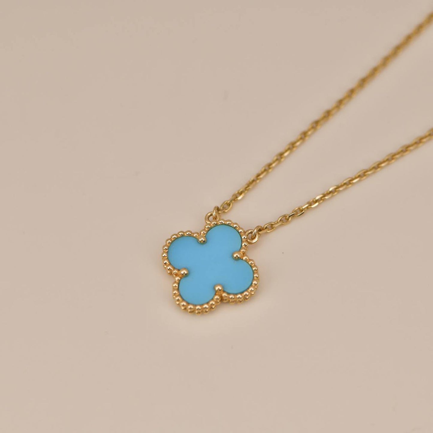 [NOBLE AURA]CLOVER 15MM VINTAGE TURQUOISE NECKLACE