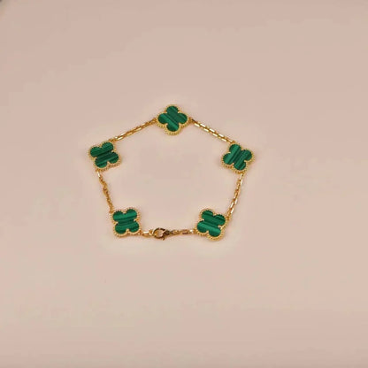 [NOBLE AURA] CLOVER 5 MOTIF MALACHITE BRACELET COLLECTION