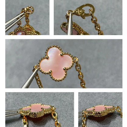 [NOBLE AURA]CLOVER 10 MOTIFS PINK MOP NECKLACE