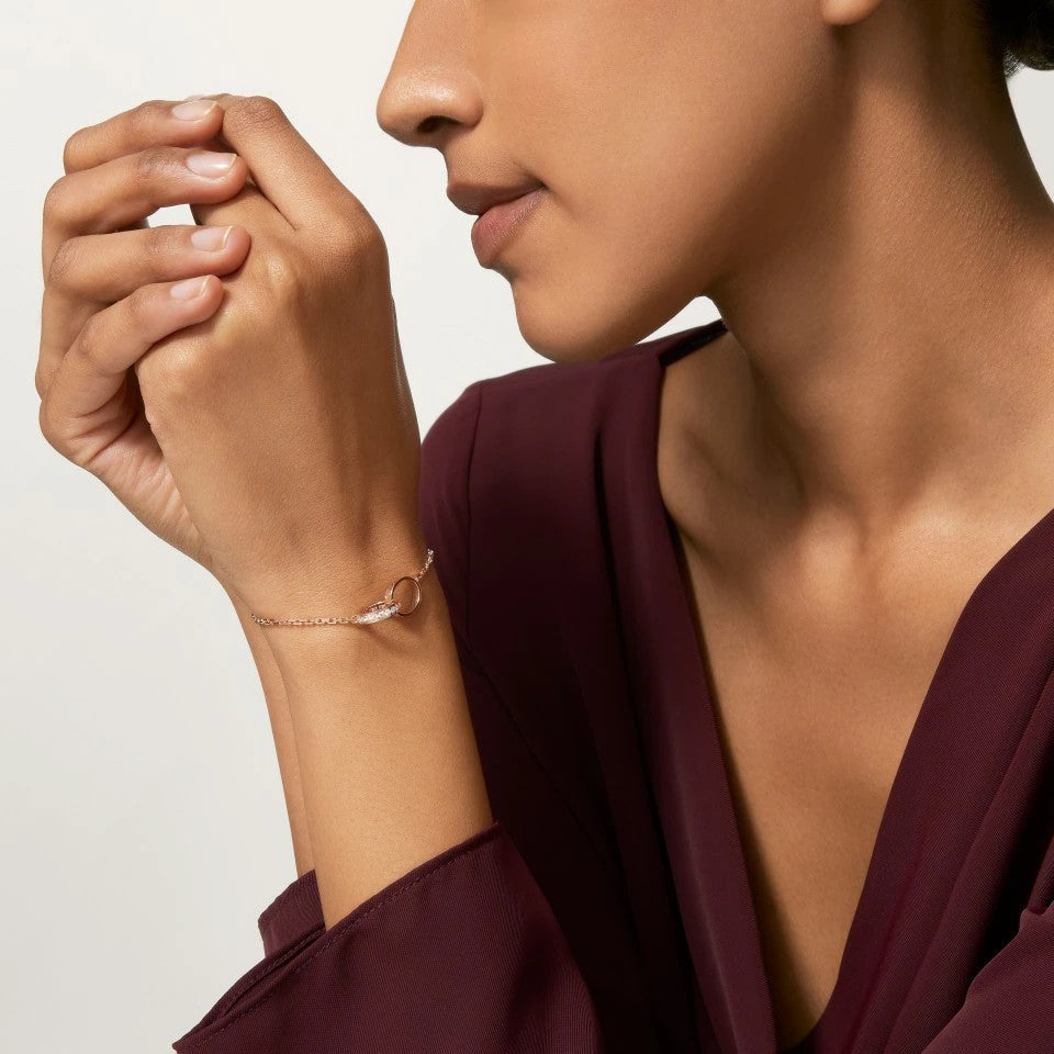 [NOBLE AURA] LOVE DOUBLE RING HALF DIAMOND BRACELET