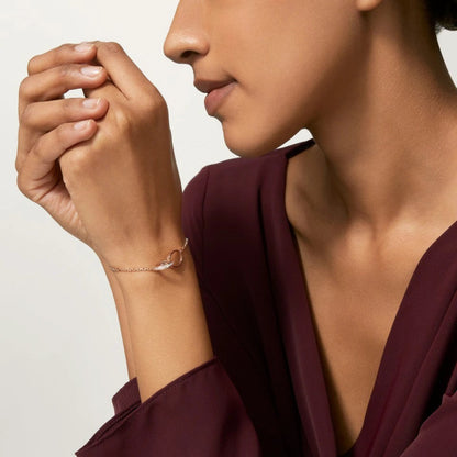 [NOBLE AURA] LOVE DOUBLE RING HALF DIAMOND BRACELET