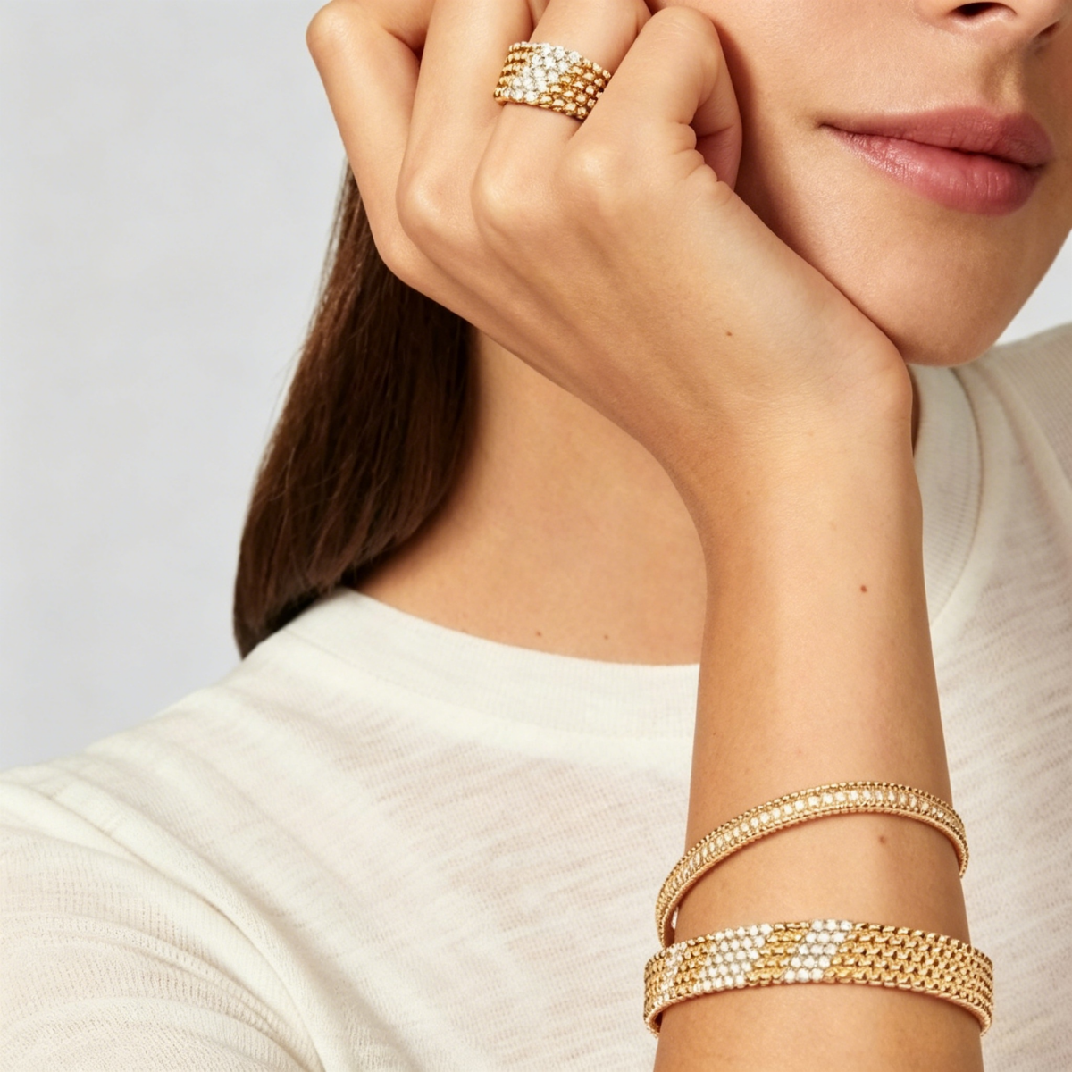 [NOBLE AURA]  FIVE-ROW DIAMOND BRACELET