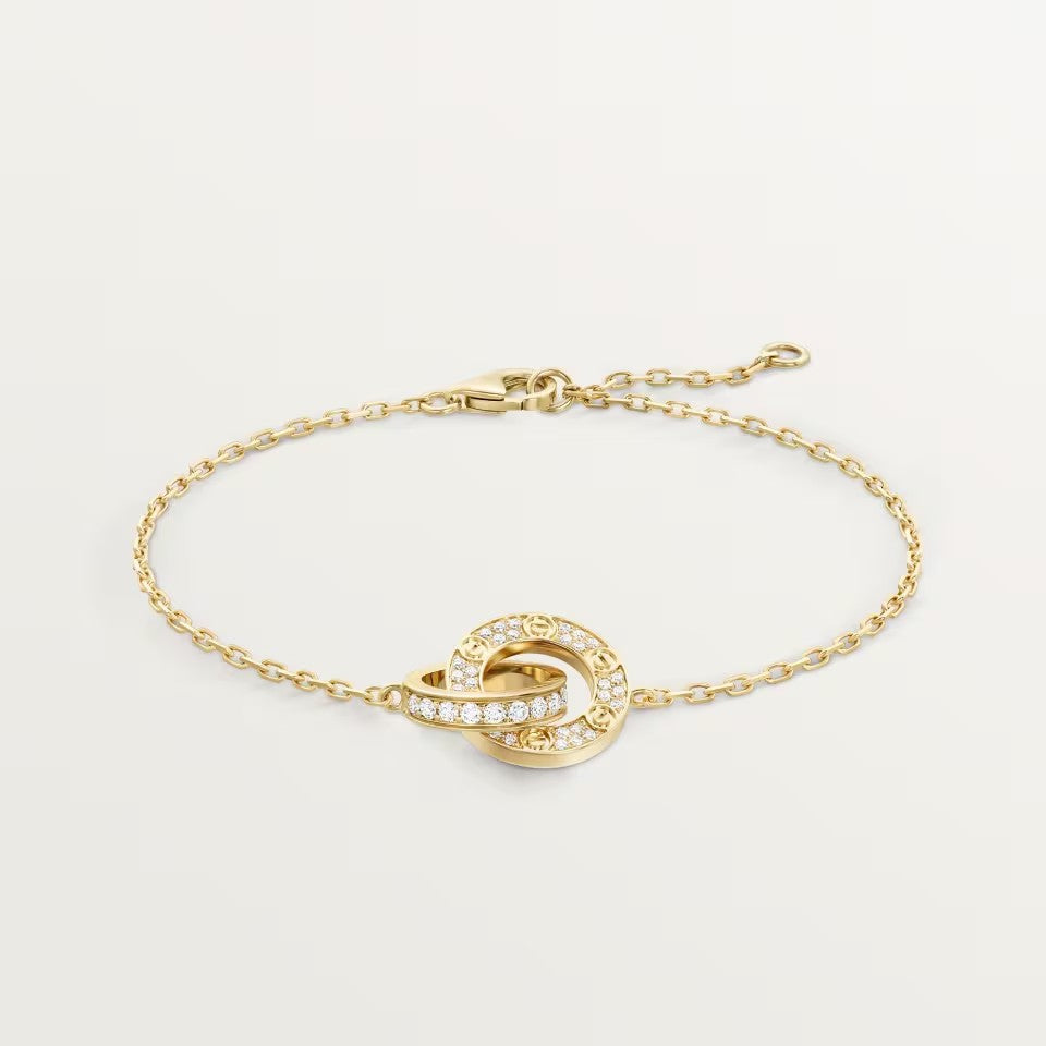 [NOBLE AURA] LOVE DOUBLE RING FULL DIAMOND BRACELET