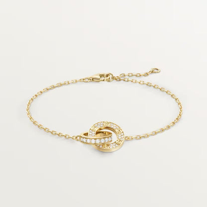 [NOBLE AURA] LOVE DOUBLE RING FULL DIAMOND BRACELET