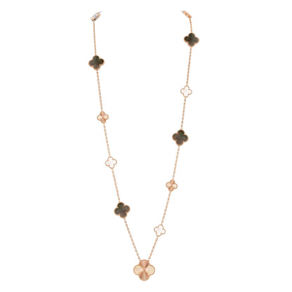 [NOBLE AURA]DETACHABLE CLOVER 15(11+4) FLOWER ROSE GOLD NECKLACE SET