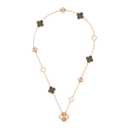 [NOBLE AURA]DETACHABLE CLOVER 15(11+4) FLOWER ROSE GOLD NECKLACE SET