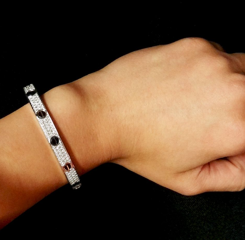 [NOBLE AURA]LOVE BRACELET 6.1MM DIAMOND-PAVED CERAMIC