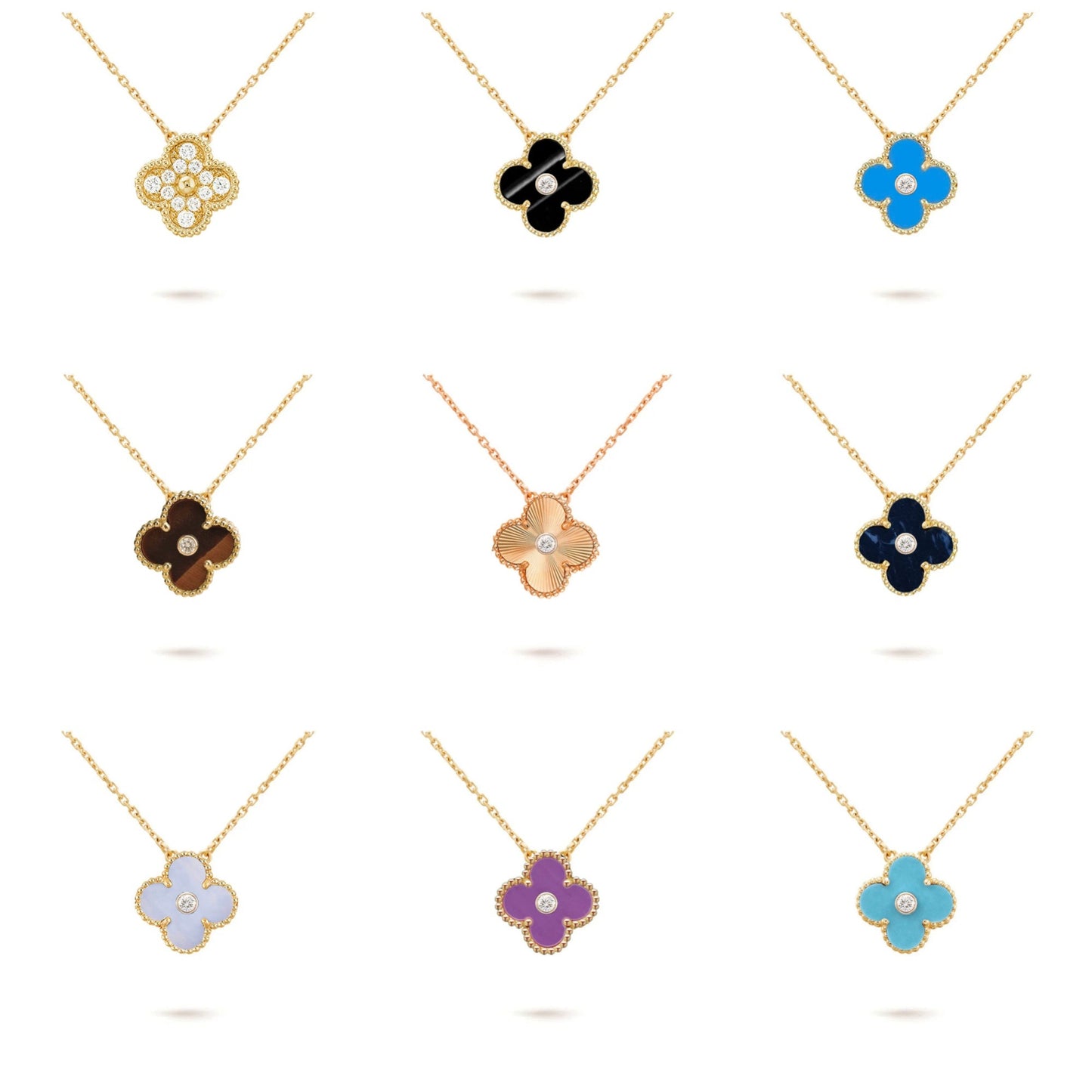 [NOBLE AURA]CLOVER 15MM DIAMOND SINGLE FLOWER NECKLACE COLLECTION