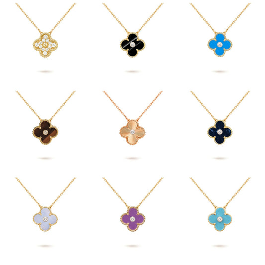 [NOBLE AURA]CLOVER 15MM DIAMOND SINGLE FLOWER NECKLACE COLLECTION