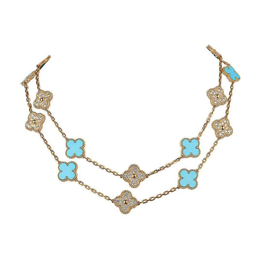 [NOBLE AURA]CLOVER 20 MOTIFS TURQUOISE DIAMOND NECKLACE