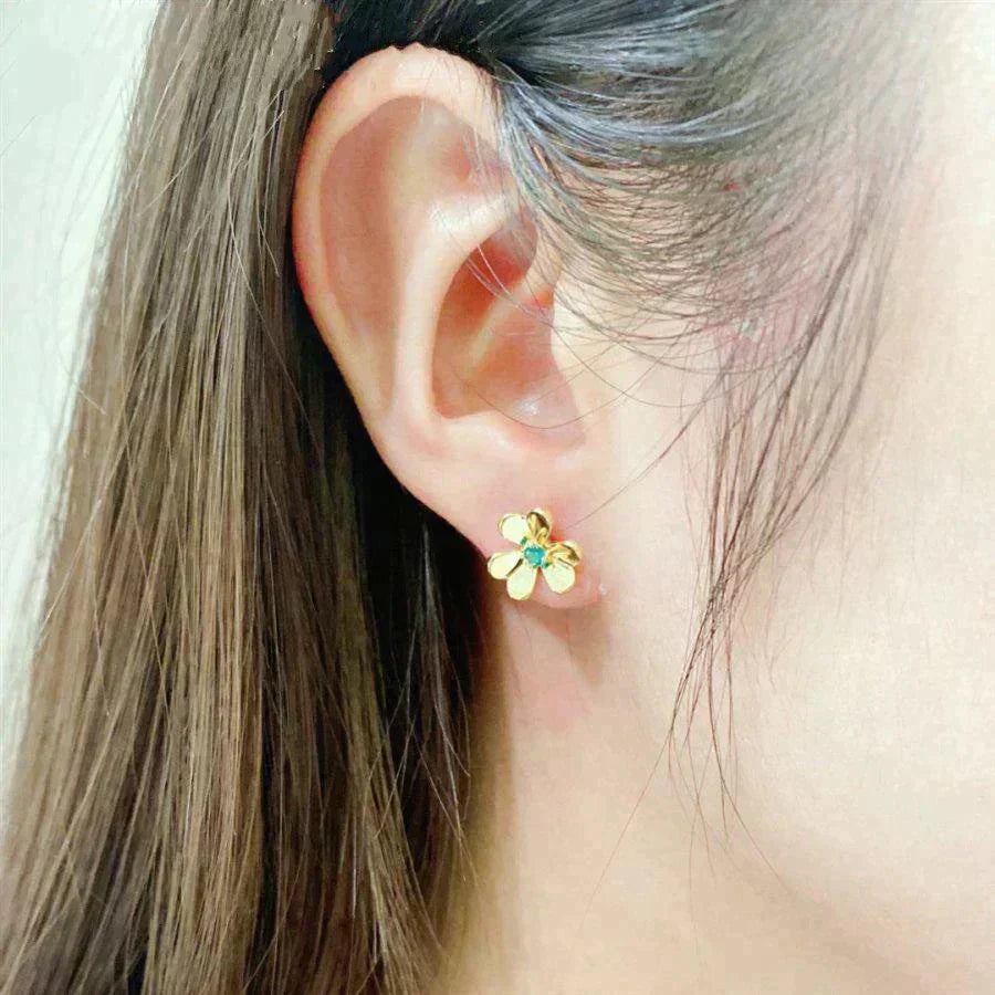 [NOBLE AURA]FRIVOLE  FLOWER MALACHITE EARRINGS