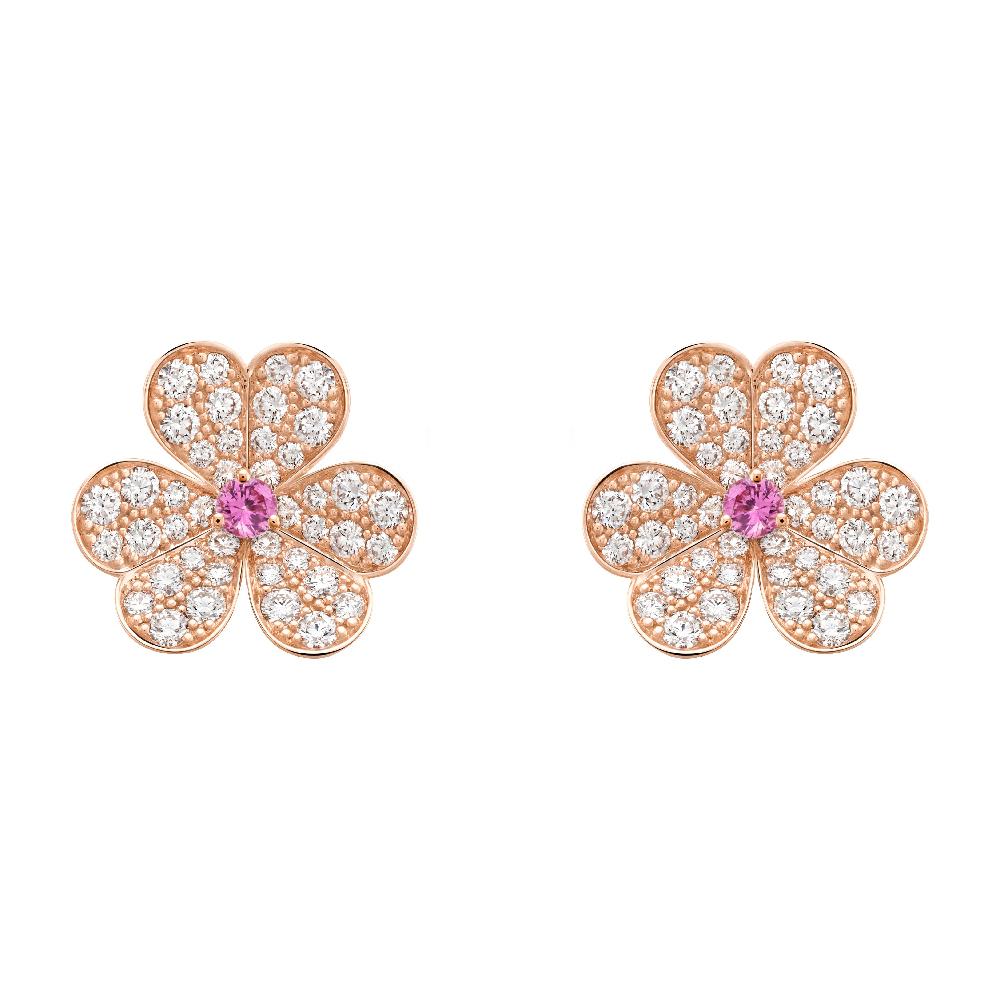 [NOBLE AURA]FRIVOLE PINK GOLD FLOWER DIAMOND EARRINGS