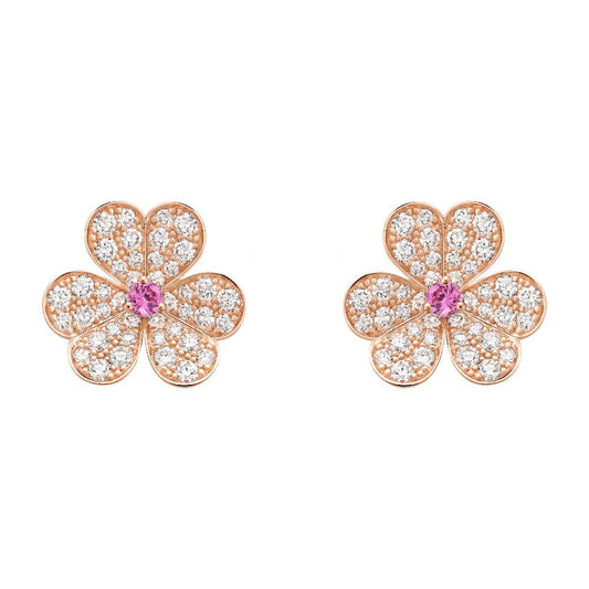 [NOBLE AURA]FRIVOLE PINK GOLD FLOWER DIAMOND EARRINGS