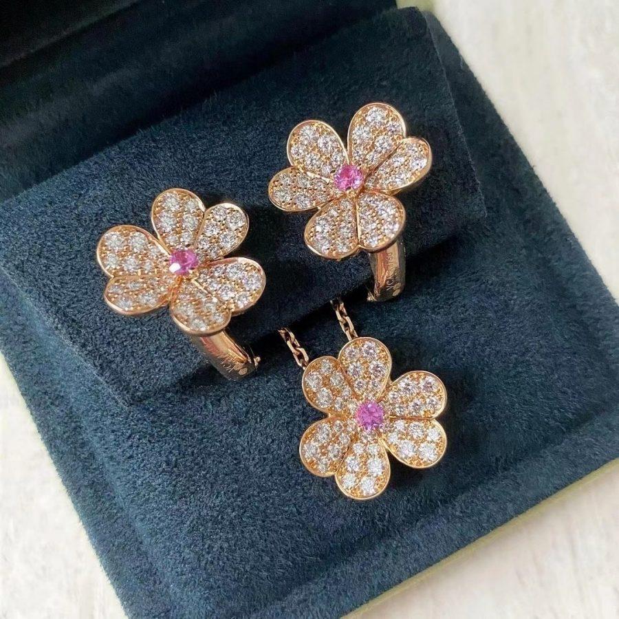 [NOBLE AURA]FRIVOLE PINK GOLD FLOWER DIAMOND EARRINGS