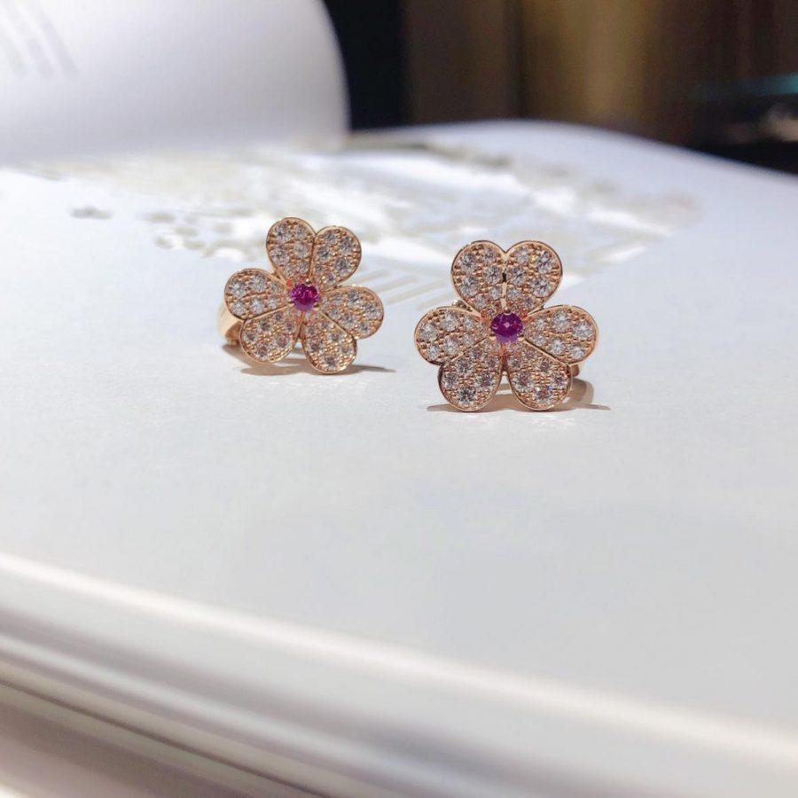 [NOBLE AURA]FRIVOLE PINK GOLD FLOWER DIAMOND EARRINGS