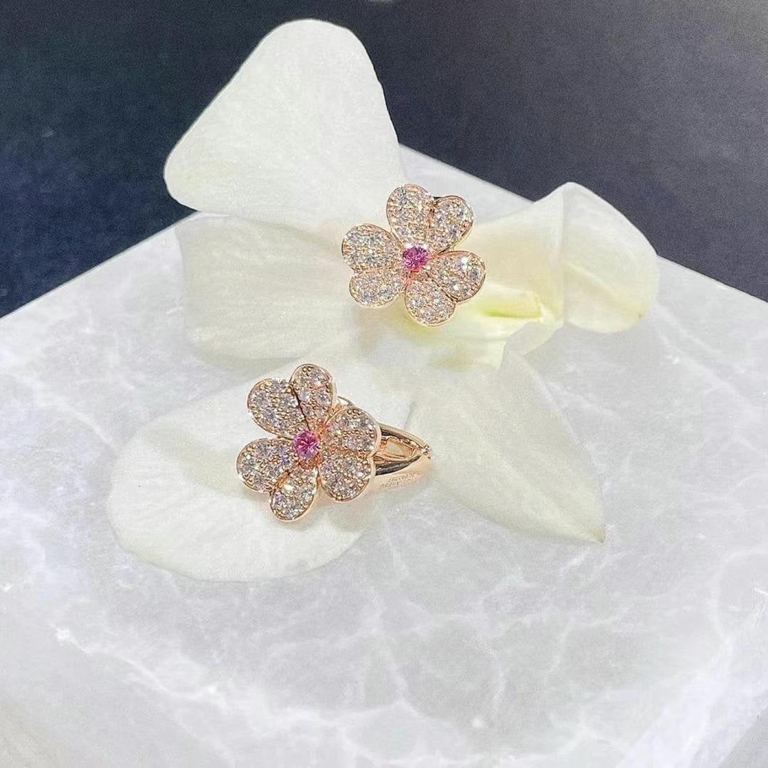 [NOBLE AURA]FRIVOLE PINK GOLD FLOWER DIAMOND EARRINGS