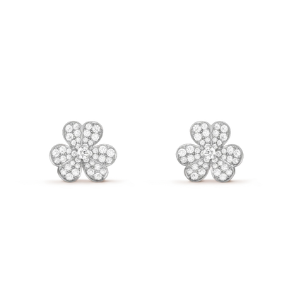 [NOBLE AURA]FRIVOLE SILVER FLOWER DIAMOND EARRINGS