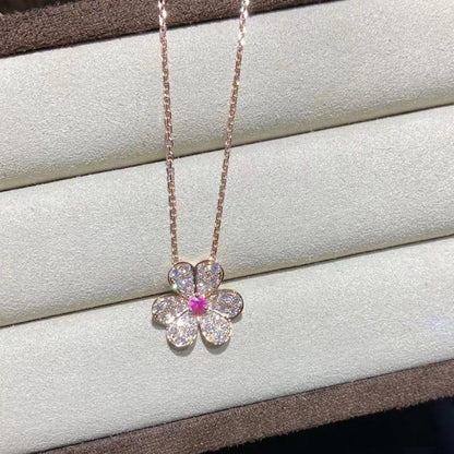 [NOBLE AURA]FRIVOLE ROSE GOLD FLOWER DIAMOND NECKLACE