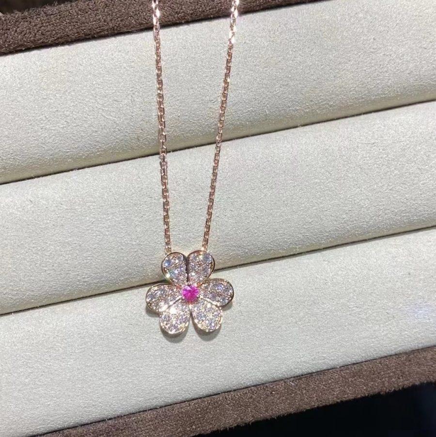 [NOBLE AURA]FRIVOLE ROSE GOLD FLOWER DIAMOND NECKLACE