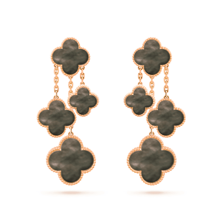 [NOBLE AURA]CLOVER EARRINGS DARK MOP 4 MOTIFS ROSE GOLD