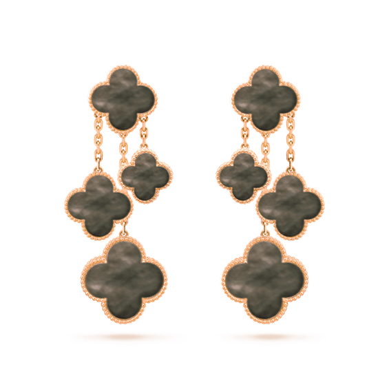 [NOBLE AURA]CLOVER EARRINGS DARK MOP 4 MOTIFS ROSE GOLD