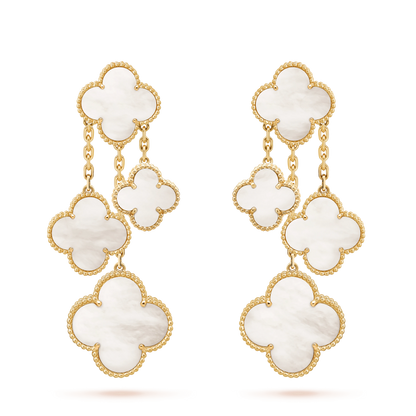 [NOBLE AURA]CLOVER EARRINGS WHITE MOP 4 MOTIFS GOLD