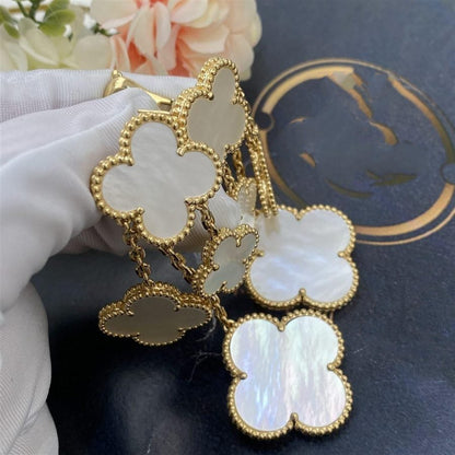 [NOBLE AURA]CLOVER EARRINGS WHITE MOP 4 MOTIFS GOLD