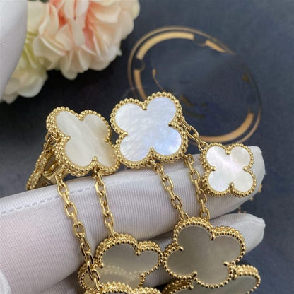[NOBLE AURA]CLOVER EARRINGS WHITE MOP 4 MOTIFS GOLD