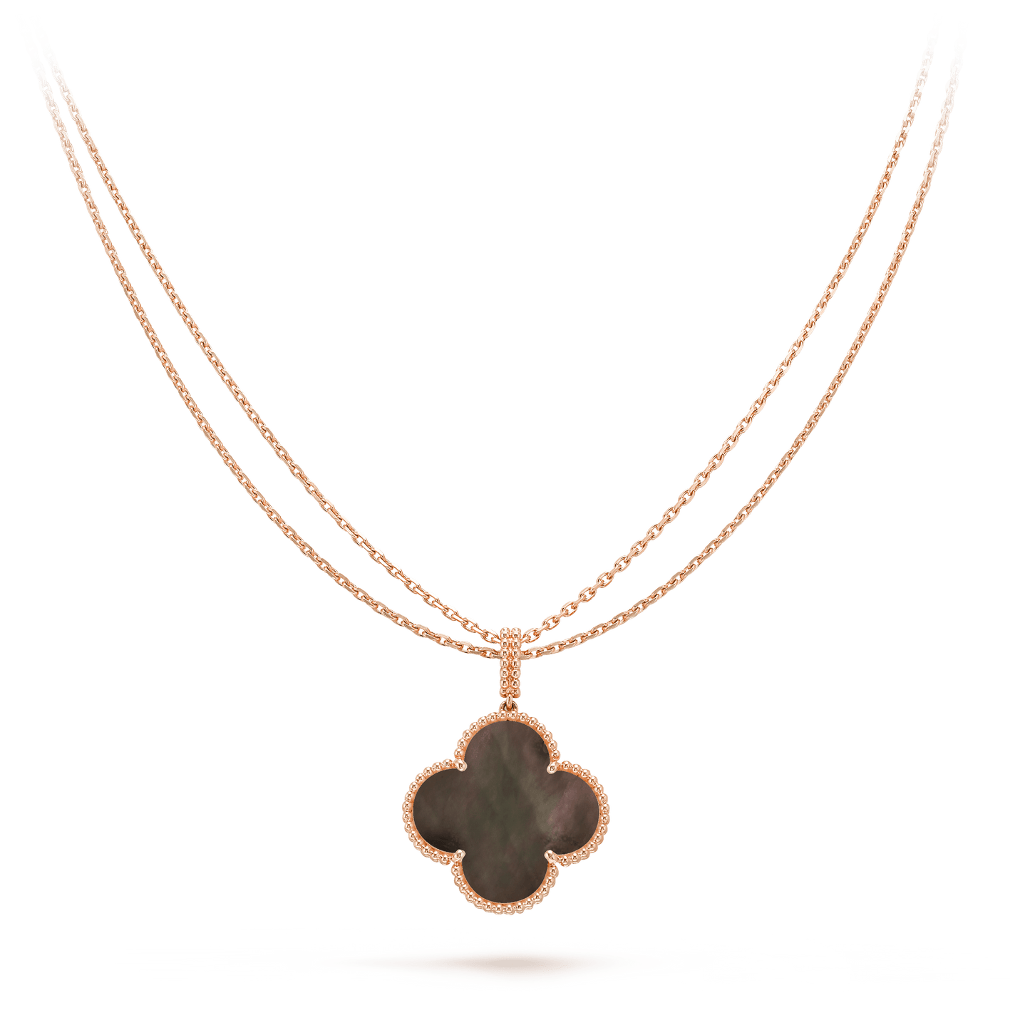 [NOBLE AURA]CLOVER 25MM GOLD DARK MOP BIG CLOVER NECKLACE