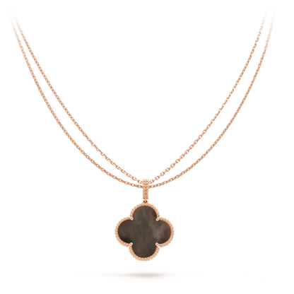 [NOBLE AURA]CLOVER 25MM GOLD DARK MOP BIG CLOVER NECKLACE