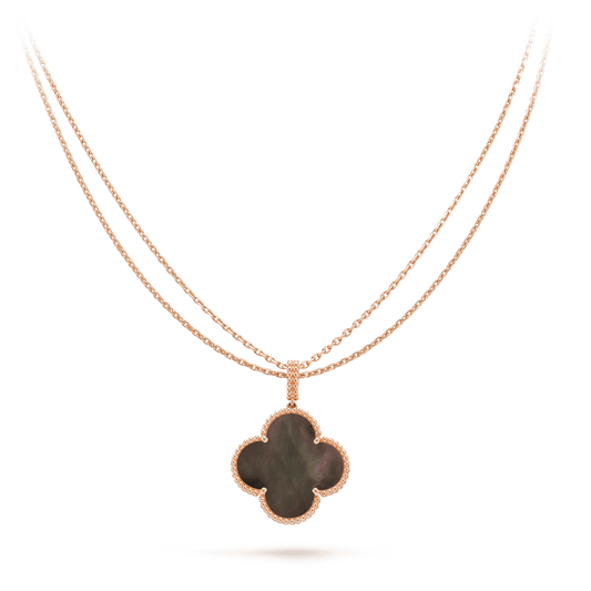 [NOBLE AURA]CLOVER 25MM GOLD DARK MOP BIG CLOVER NECKLACE