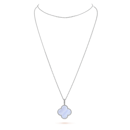 [NOBLE AURA]CLOVER SILVER CHALCEDONY BIG CLOVER NECKLACE