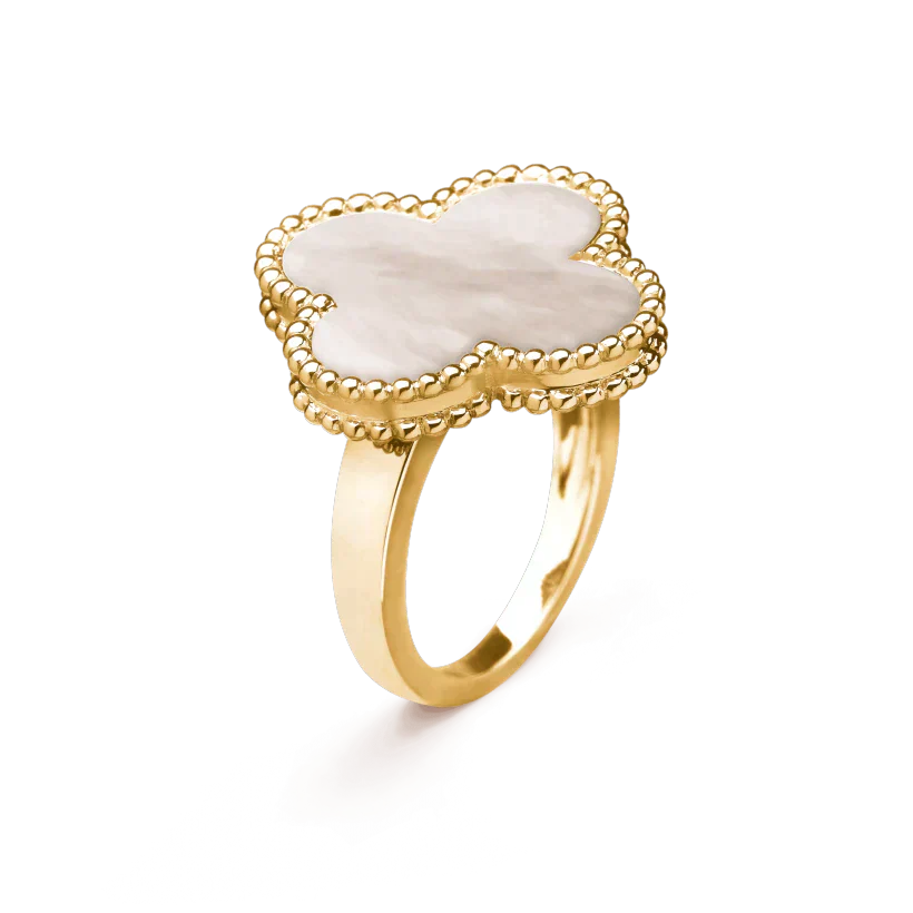 [NOBLE AURA]CLOVER WHITE MOP RING