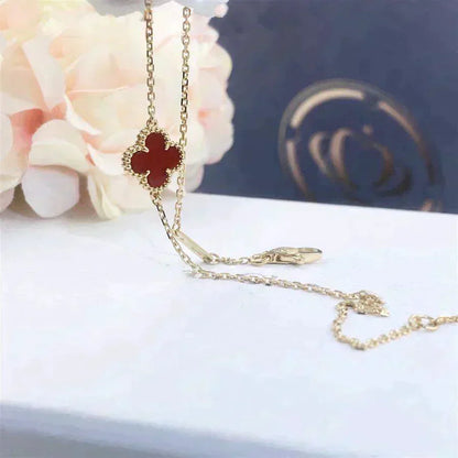 [NOBLE AURA]CLOVER  CARNELIAN SINGLE FLOWER BRACELET