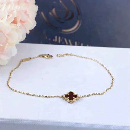 [NOBLE AURA]CLOVER  CARNELIAN SINGLE FLOWER BRACELET
