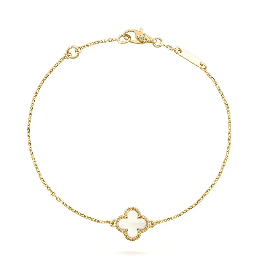 [NOBLE AURA] Clover White Mother-of-Pearl & JUSTE Bracelet Stack Set