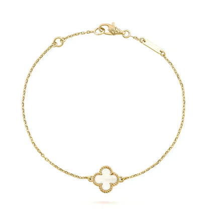 [NOBLE AURA] Clover White Mother-of-Pearl & JUSTE Bracelet Stack Set