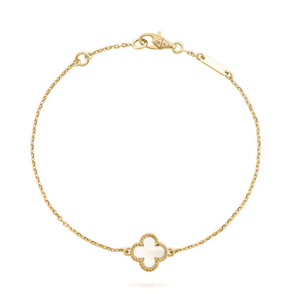 [NOBLE AURA]CLOVER WHITE MOP SINGLE FLOWER BRACELET