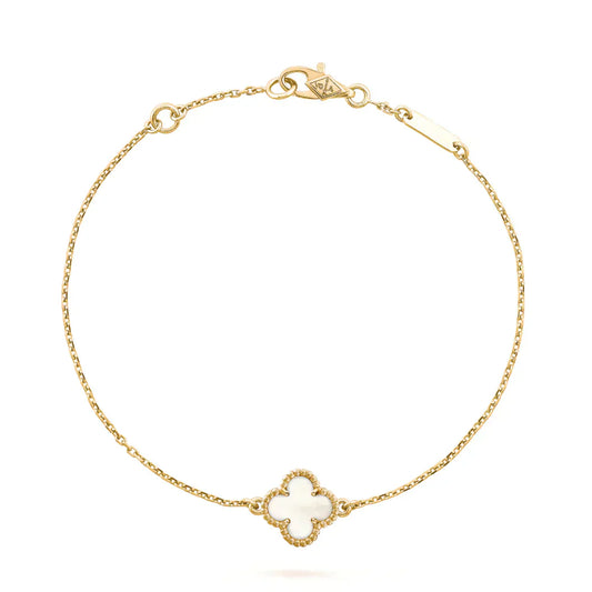 [NOBLE AURA]CLOVER WHITE MOP SINGLE FLOWER BRACELET