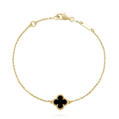 [NOBLE AURA]CLOVER ONYX SINGLE FLOWER BRACELET
