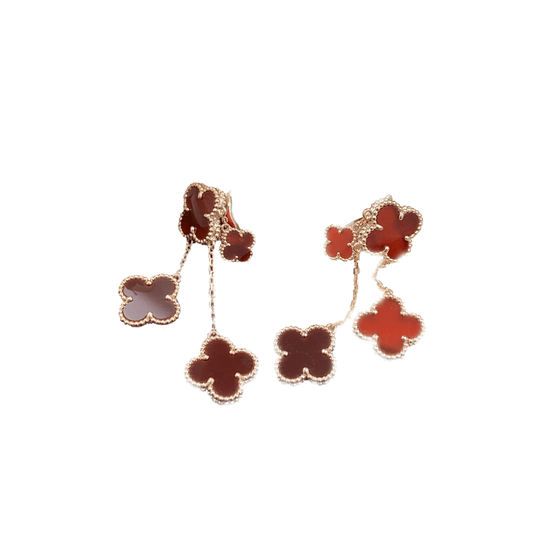 [NOBLE AURA]CLOVER EARRINGS CARNELIAN 4 MOTIFS PINK GOLD