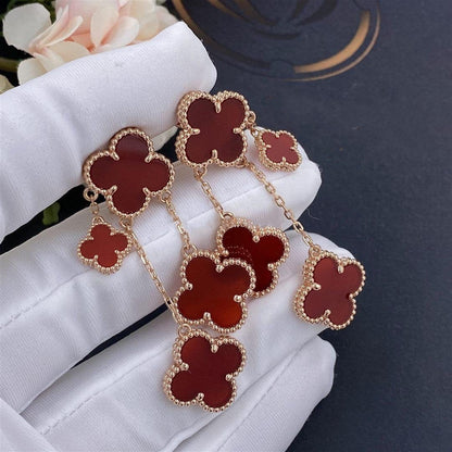 [NOBLE AURA]CLOVER EARRINGS CARNELIAN 4 MOTIFS PINK GOLD